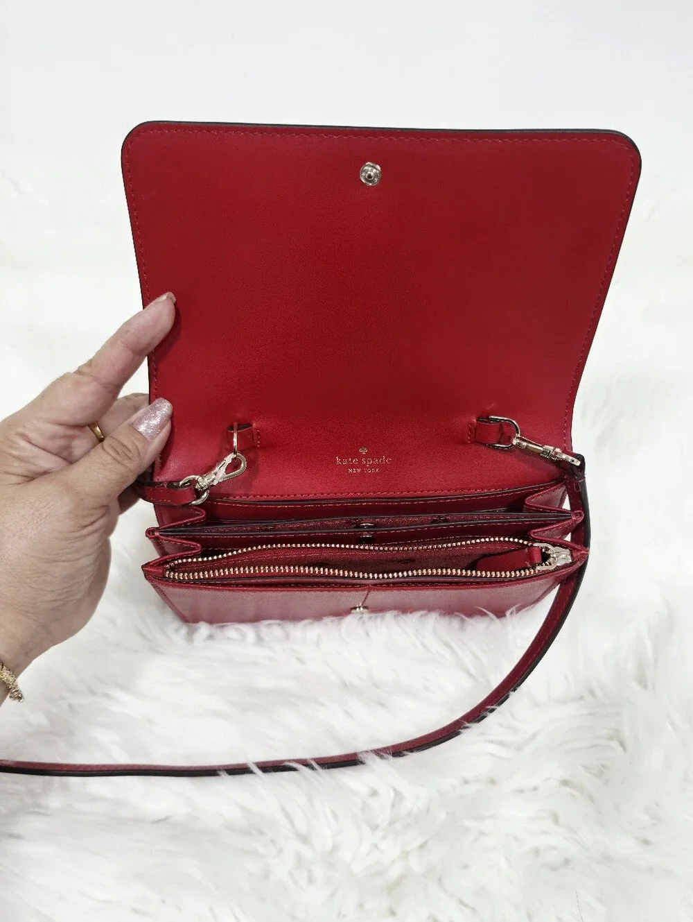 Kate Spade Red Leather Crossbody Wallet Clutch Purse Phone Bag